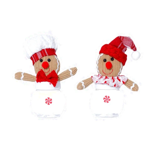 BLESOUYI Christmas Candy Jars Gingerbread Men Jars Decorative Jars for Candies and Cookies 2 Set Xmas Jars for Winter Holiday Parties Art Decoration Gift for Kids