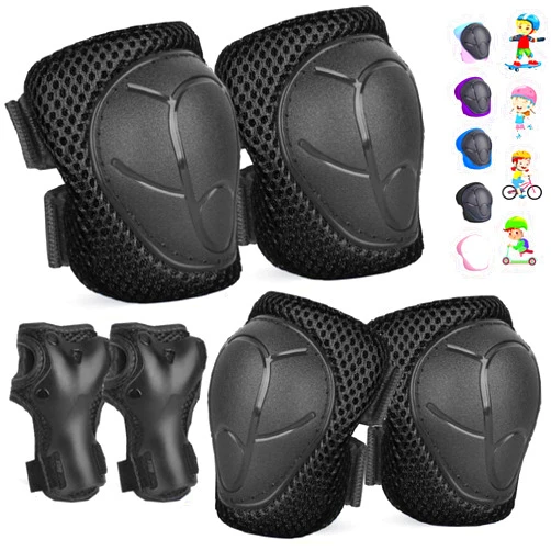 FOOKCIAN Kids/Youth Knee Pads and Elbow Pads Set for Kids 3-14 Years Boys Girls Protective Gear Set Adjustable Knee Pads, Elbow Pads, Wrist Guards Skateboard Skating Skiing Cycling Biking Running Scooter