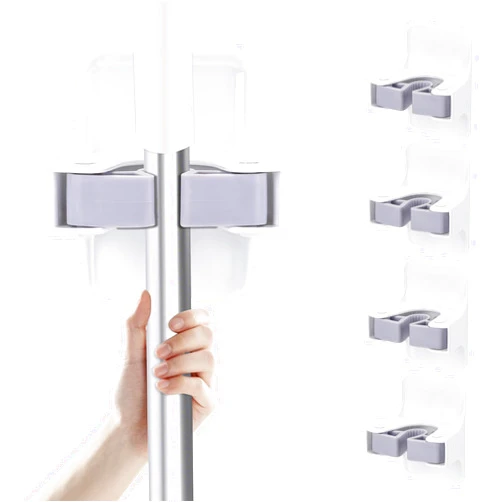 Thidawang Broom Holder Wall Mount Broom Hanger Wall Mount Laundry Room Organization Mop Holder Wall Mount Camper Must Haves Home Organization Broom and Mop Organizer Wall Hanging (White)