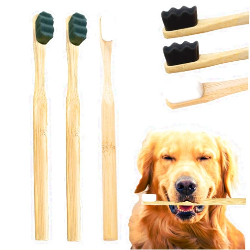 JGocot 3Pack Dog Toothbrush, |Ultra Soft Micro Nano Bristle| Pet Toothbrush for Sensitive Gum&Teeth,Eco-Friendly Natural Dog Bamboo Toothbrush Dog Dental Care Kit for Medium/Large Breed Dogs