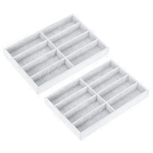 PATIKIL Glasses Organizer Trays, 2 Pcs Velvet Sunglass Organizer Tray Jewelry Organizer Display Box for Displaying Sunglasses Jewelry Watch, Gray