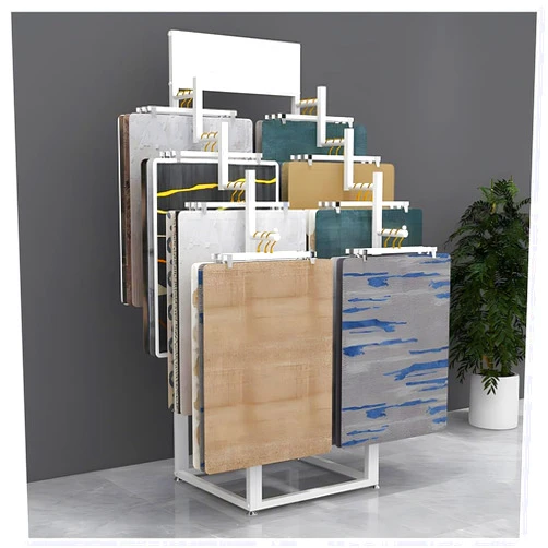 Zfmnoyev Standing Carpets Rack, Floor-Standing Metal Scarf Carpet Display Stand, Multi Layer Door Mat Blanket Fabrics Car Mats Display Shelves, for Clothing Retail Store(White,60x40x165cm)