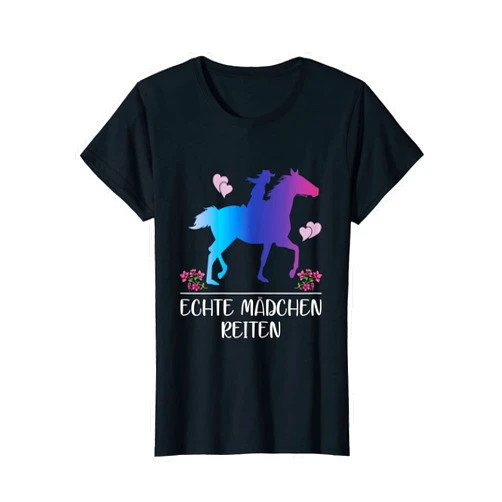 Echte Mädchen Reiten Pferde Spruch Geschenke Real Girls Riding Horses Funny Rider Saying T-Shirt