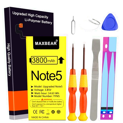 MAXBEAR Galaxy Note 5 Battery, (Upgraded) 3800mAh 3.85V Li-Polymer Replacement Battery EB-BN920ABE for Samsung Galaxy Note 5 SM-N920 N920T N920A N920P N920V with Repair Tool Kit