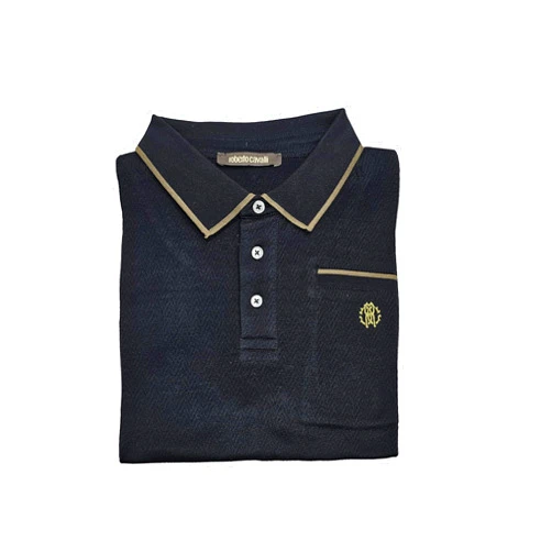 ROBERTO CAVALLI Men's Black Short Sleeve Polo T-Shirt