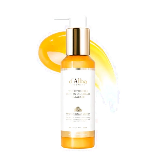 d'alba Piedmont Italian White Truffle Return Oil Cream Cleanser, Vegan Skincare, Easy One Step Cleanser for Sebum & Makeup Removal, Hydrating Cleanser, for Sensitive Skin, Korean Skin Care