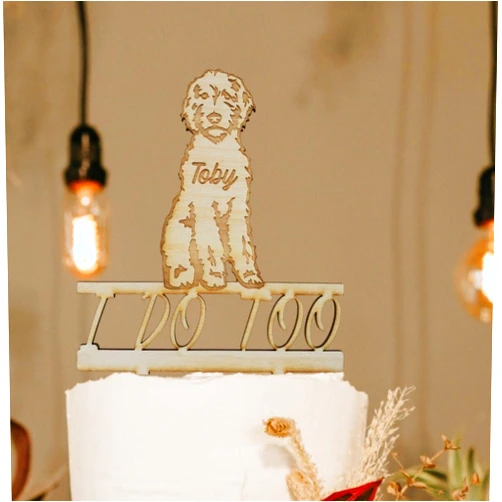 Egeshangb Doodle Wedding Cake Topper, Dog Wedding, Doodle Wedding, Goldendoodle Wedding, Doodle Cake Topper, Doodle Topper, I Do Too Dog for Proposal Wedding,Engagement,Birthday,Anniversary,Shower.