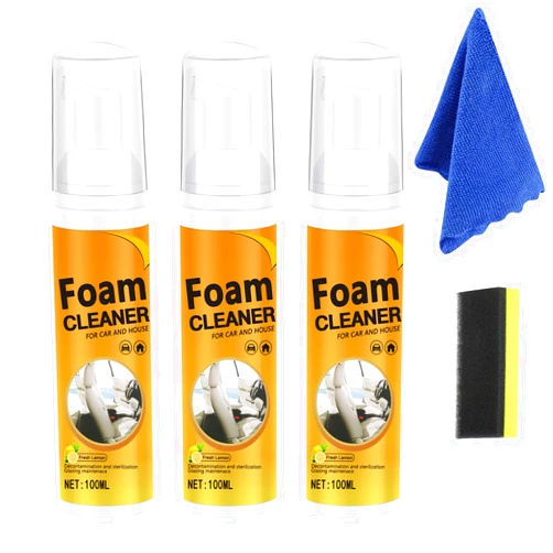 IKemiter 3pcs Multipurpose Foam Cleaner, 100ml Multi Purpose Foam Cleaner for Car Foam Cleaner All Purpose Multi Foam Cleaner, Leather Decontamination for Car(100ml x 3)