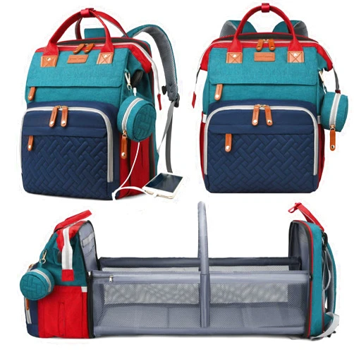 Astro alan Baby Diaper Bags with Changing Station, Waterproof Diaper Bag Backpack for Moms Dads with USB Charging Port, Baby Shower Gifts, Large Capacity diaper backpack, Red-Green-Blue