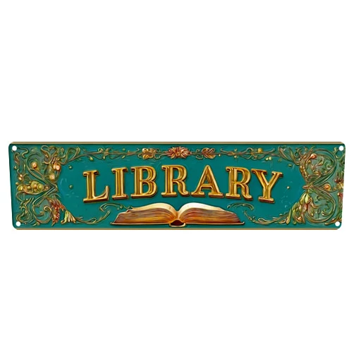 FWBOYSV Vintage Tin Library Sign Retro Metal Sign Suitable For Home Library - Multi-Purpose Metal Sign For Indoor Use Plaque 4x16 Inch