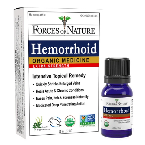 Forces of Nature –Natural, Organic, Hemorrhoid Extra Strength Relief (11ml) Non GMO, No Harmful Chemicals -Quickly Shrink Enlarged Veins, Ease Pain, Soreness, Itching Associated with Hemorrhoids