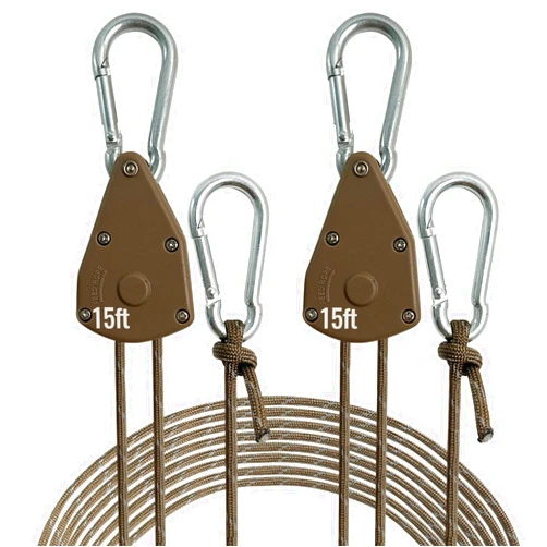 KOKKOYA 2 Pack 15ft Retractable Ratchet Tie Down Rope Strap with Reinforced Metal Gear Rope Hanger for Various Tie-Down Use 5/32