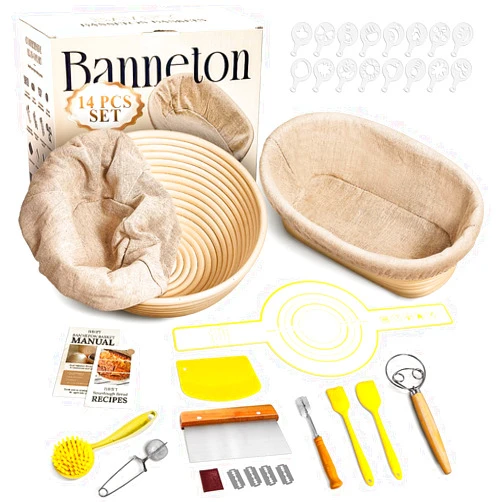BAVIFY Banneton Bread Proofing Basket Set: 9