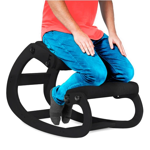 NYPOT Ergonomic Kneeling Chair - Adjustable Rocking Posture Wooden Office Chair for Back Pain Relief - Kneeling Stool and Angled Chair for Home (All Black)