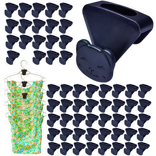 XIWUMOER 60PCS Space Saving Hanger Hooks,Clothes Hanger Connector Hooks,Heavy Duty Hanger Hooks Space Saver,Space Saving for Closet Organizer,Cascading Connection Hook,Bear-Shaped