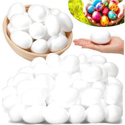 Shappy 100 Pack 2.75 Inch Easter Foam Eggs Smooth White Craft Eggs for Easter Halloween Christmas Holiday Crafts Making School Handmade DIY Painting Projects