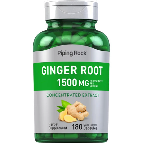 Piping Rock Ginger Root Capsules | 1500 mg | 180 Count | Non-GMO, Gluten Free Supplement