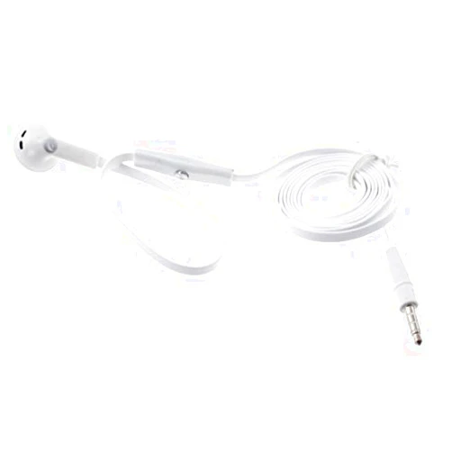 RLTEK Flat Wired Headset Mono Handsfree Earphone Mic Single Earbud Headphone Earpiece [3.5mm] [White] for iPhone 5 5C 5S, 6, Plus, 6S, Plus, SE - iPad 4, Air, 2, Mini, 2, 3, 4, Pro, 9.7 - Google Pixel, XL