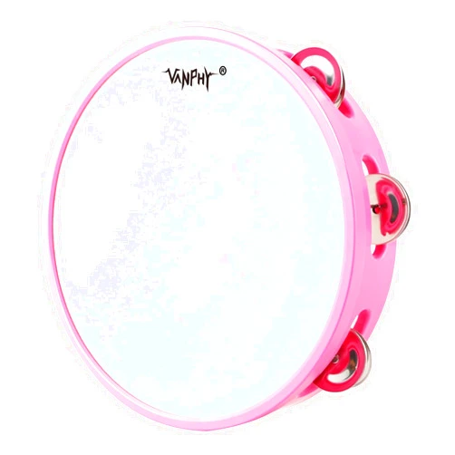 VANPHY Tambourine for Adults, 8 Inch Hand Held Tambourines, Metal Jingle Bells ABS Tambourine Drum Musical Percussion Instrument for Church KTV Party.(Pink)