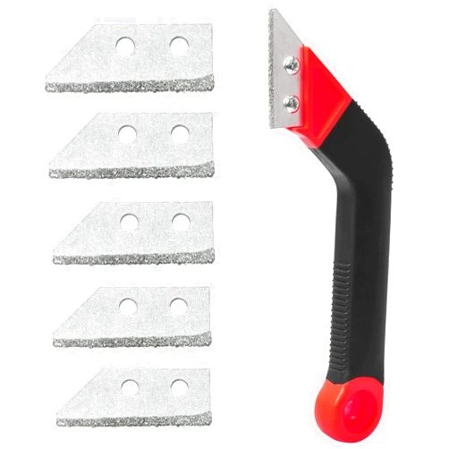 Zhichengbosi Grout Removal Tool, Tile Grout Remover Tiling Tools, Saw Angled Grout Scraping Rake with 5 PCS Extra Replacement Blades for Tile Cleaning