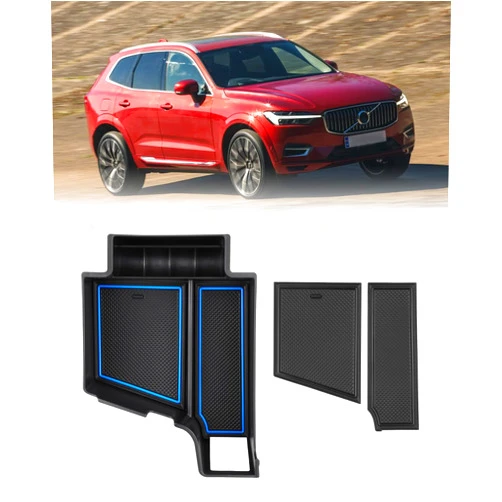 FIILINES Center Console Organizer Compatible with Volvo XC60 2018-2023, Volvo XC90 2017-2023, Volvo S90 V90CC 2017-2019 Armrest Storage Box ABS Console Insert Tray Container Accessories
