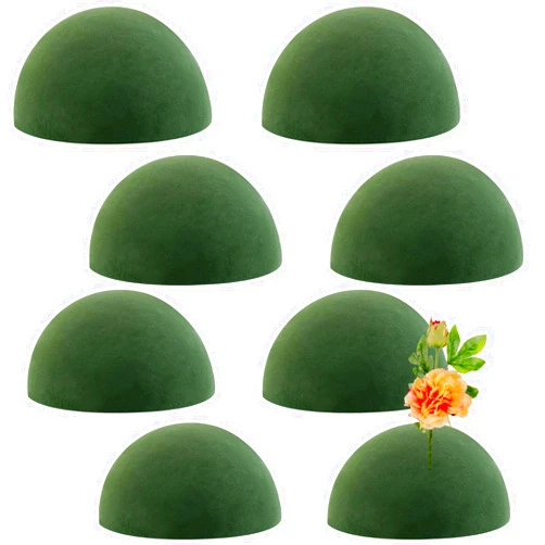 HAKZEON 8 PCS Floral Dry Foam Half Ball, Green Foam Half Ball, Round Foam Block Green Floral Foam Round Ball for Artificial Plant Arrangement, 5.5 x 2.75 Inch