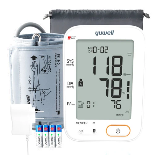 yuwell Blood Pressure Monitors/Machine for Home Use, Automatic Digital BP Cuff 17.7 inch, Largest Backlit Display, AC Adapter, 2-Users, 198 Recordings,Style 680 Series