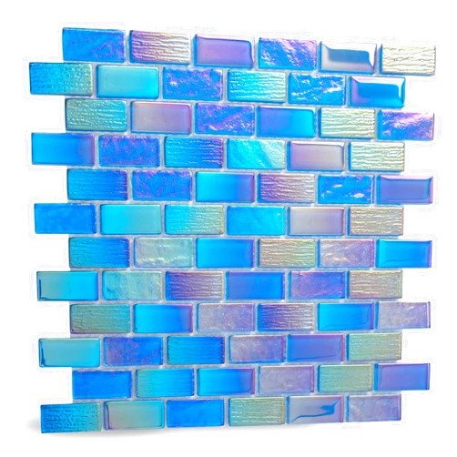 Adedeo Glass Mosaic Tile Fantasy Blue 12 x 12 Inch Glossy Glass Tile for Swimming Pool Backsplash Shower Waterline Fountain Spa Wall (5-Pack, 5 sq.ft.)