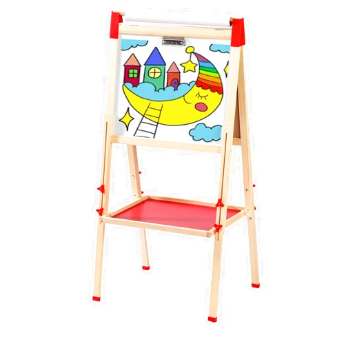 Monleelnom Easel for Kids,Adjustable Wooden Toddler Art Easels with Paper Rol,Magnetic White Board and Chalk Board with Art Supplies (ML-0036-001)