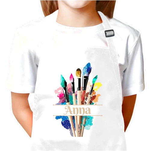 Custom Empire Shop Personalized Kids Apron for Painting with Custom Name - Custom Artist Apron for Painting and Craft Girls- Customized Girls Painter's Apron - Best Personalized Gift for Boys and Girls Age 3-13