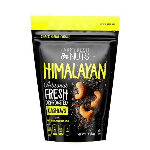 Farm Fresh Nuts Dry Roasted Cashews Himalayan Salted (1 Lb.) - Baked in Small Batches for Added Freshness - Oven Roasted to Perfection without Oil - Farm Fresh Nuts Brand