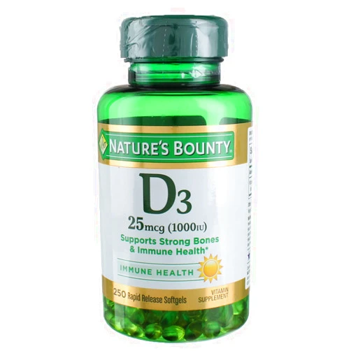 Nature's Bounty Vitamin D3-1000 IU, Rapid Release Softgels, 250 Count (Pack of 3)