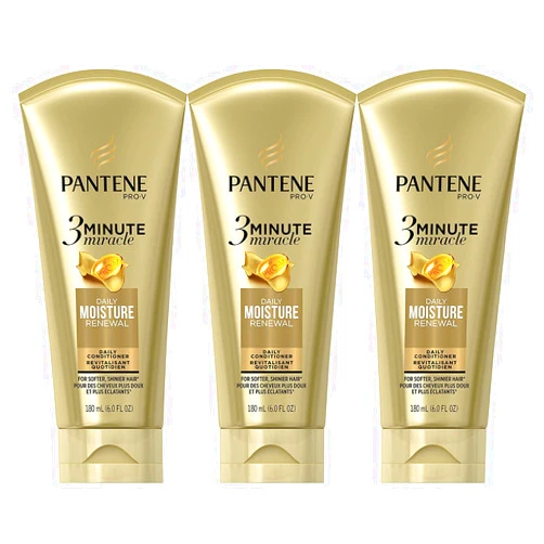 Pantene, Conditioner, Pro-V Daily Moisture Renewal for Dry Hair, 3 Minute Miracle, 6 Fl Oz (Pack of 3)