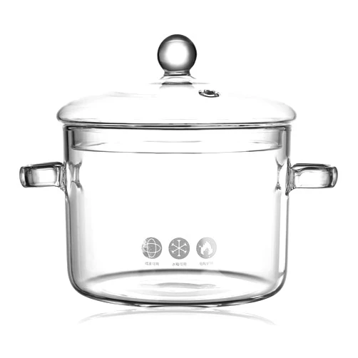 ERINGOGO Generic Glass Saucepan with Cover, 64 oz Stovetop Cooking Pot with Lid and Handle Simmer Pot Clear Soup Pot, High Borosilicate Glass Cookware, 22X17CM, B210ZOO0718Z71DJ