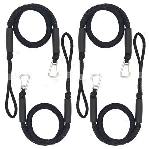 ABeauty Bungee Dock Lines Shock Bungee Docking Rope Stretchable Mooring Rope with Stainless Steel Clip 4 Pack Black