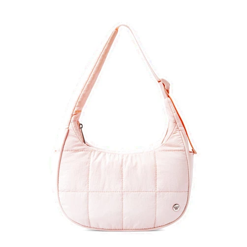 WESTBRONCO Small Puffer Crescent Shoulder Bag for Women, Nylon Quilted Shoulder Purses, Puffy Handbags with Adjustable Strap