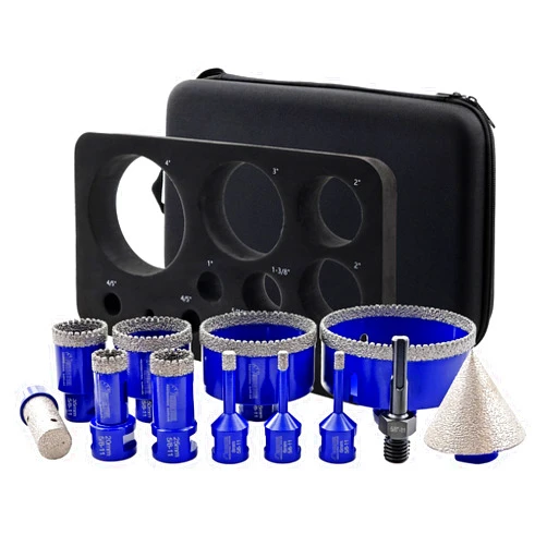 SHDIATOOL Diamond Drill Core Bits Kit Hole Saw Sets Diamond Drilling Mould Guide for Porcelain Tile Marble Ceramic Granite with Hollow EVA Guide Jig 12pcs(6/6/8/20/25/35/50/75/100/20MM/2inch/SDS)