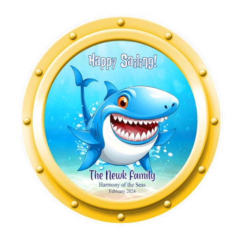 RSVP Custom Creations Cruise Ship Door Decoration Shark Porthole Funny & Fun Party Decor - Decorative Magnetic Favors For Fridge, Locker, Whiteboard - Ships Stateroom on Carnival, Disney, Royal Caribbean