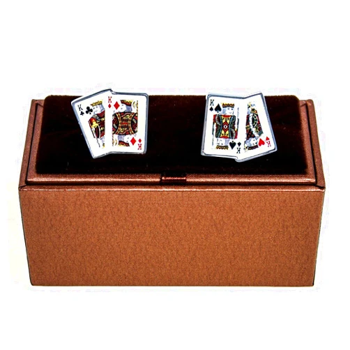 MRCUFF Kings 4 Four Playing Cards Poker Pair Cufflinks in a Presentation Gift Box & Polishing Cloth