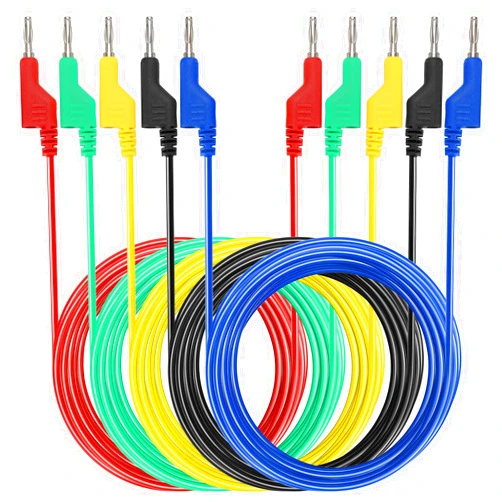 Sumnacon 5Pcs Banana to Banana Plug Test Lead, 4mm Stackable Banana Plug Wire Test Cable Lead for Multimeter, Electrical Test Wire 1000V/15A 6.6Ft/2M