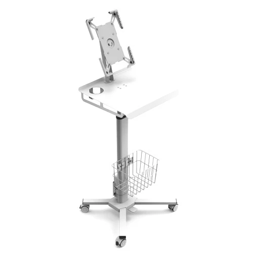 Hemsoe Adjustable Rolling Medical Cart: Pneumatic Mobile Workstation with iPad Enclosure for 9.7-13