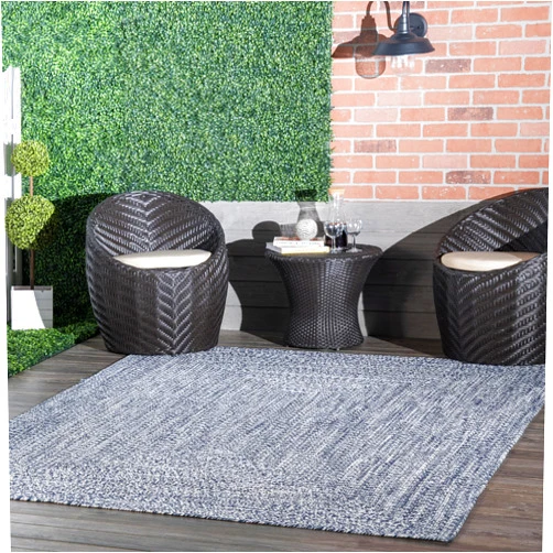 nuLOOM 2' x 3' Solid Hand Braided Indoor/Outdoor Area Rug, Pet-Friendly, High Traffic, Weather Resistant, for Patio, Balcony, Bedroom, Living, Dining Room, Wynn Navy