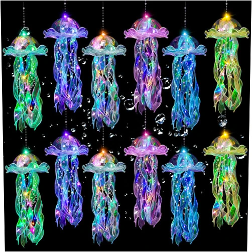 YOVIWEI Jellyfish Decor - 12 Pcs Jellyfish Lanterns for Under the Sea Decorations, Hanging Jelly Fish Decoration for Mermaid Theme Party & Birthday Gifts for Women Girls (6 Colors)