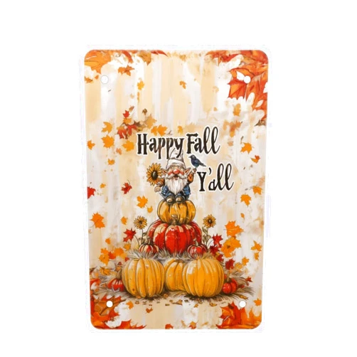 CREAMIC Pumpkin Iron Plate Decoration Fall Decorative Iron Plaque Painting Art Floral Wall Decor Retro Decoration Hanging Metal Signs Wall Art Tin Painting for Living Room Garden Bedroom Office
