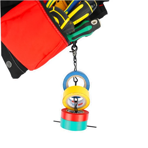 MELOTOUGH Tape Thong for Tool Belt Waist Electricians Tape Holder Chain with Keyring and trigger snap hook Black Plating 1 pack