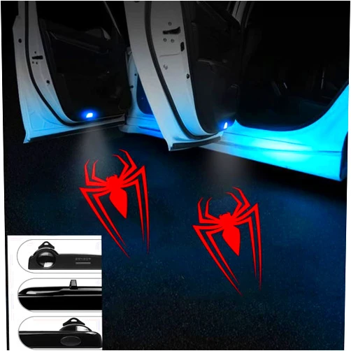 XCPORA Lingtoolator oor Projector Lights for RedSpider Kawaii Universal Wireless Car Door Shadow Lights Welcome Courtesy Lights Door Logo Light Fit for All Car Models（S pid er m an