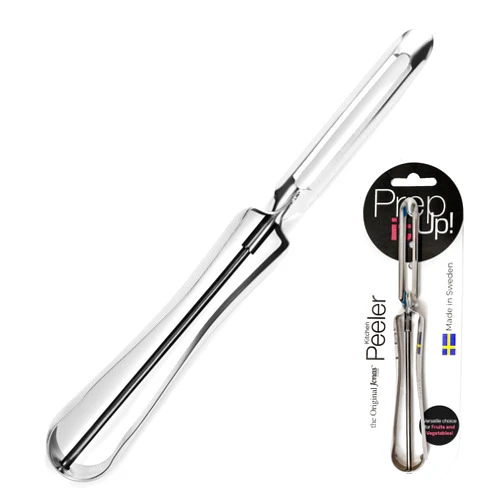 Linden Sweden Original Jonas Vegetable Peeler | Rust Resistant Silver Peeler with Ergonomic Handle for Safety and Control | Dishwasher Safe Potato Peeler Made In Sweden | 6.5”