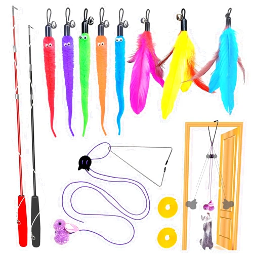 Generic Toys Interactive for Indoor Cats,2PCS Retractable Cat Wand Toys,9PCS Teaser Toys&1PCS Hanging Door Lure Cat Toy