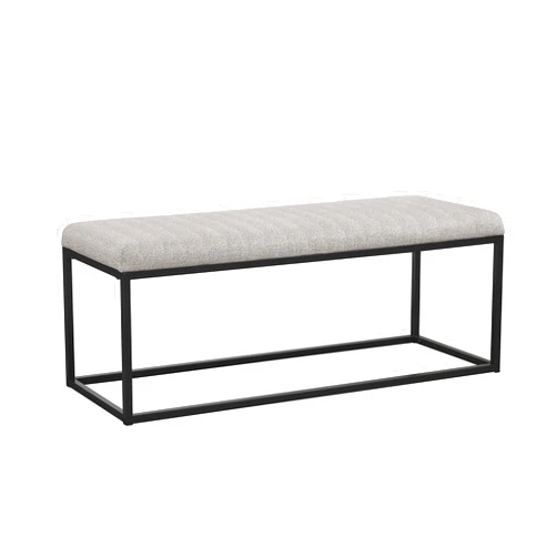 Ball & Cast Modern Upholstered Bench Entryway Bench Ottoman with Metal Frame, 48 Inch Grey