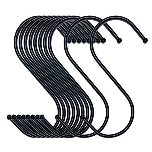 LOYMR 10 Pack 4.9 Inches Extra Large S Shape Hooks Heavy-Duty Metal Hanging Hooks Apply Kitchenware Bathroom Utensils Plants Towels Gardening Multiple uses Tools (Black)